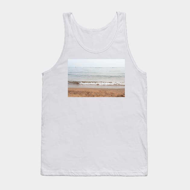 Pastel Blue Waves Washing Onto Sandy Beach in Summer Tank Top by Amy-K-Mitchell